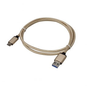 USB 3.1 Type-C to USB 3.0 A Male  Nylon weave Cable - 3.3 Feet-Gold