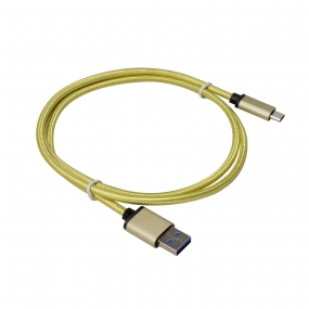 USB 3.1 Type-C to USB 3.0 A Male  Nylon weave Cable - 3.3 Feet-Yellow