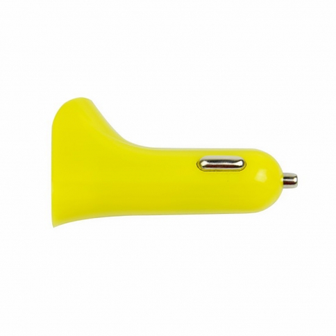 Car Charger 2.1A Dual USB Port Rapid Car Charger Adapter for Apple iPhone/Samsung And More-Yellow