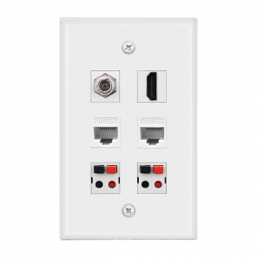 Combined panel with  1 F Type 1port HDMI 2cat5E 2 Speaker Jack wall plate