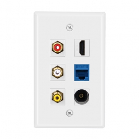 Combined 3xRCA 1xHDMI 1X Cat6 and 1 port Toslink Wall Plate