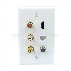 Combined 3xRCA 1xHDMI 1X Cat5e and 1xCoax Cable TV Port Wall Plate