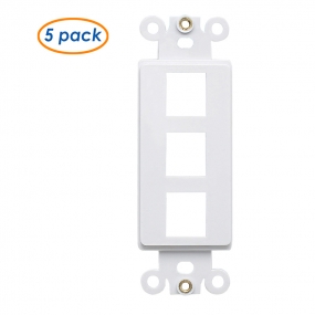 (5 Pack) QuickPort Decora Wall Plate Insert for 3-Port Keystone Jack - White