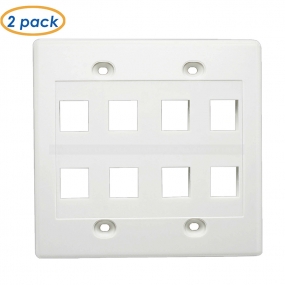 （2-Pack ）2 Gang, 8 Port Cat6/Cat5e Keystone Wall Plate