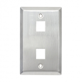 Stainless steel Keystone Wall Plate 1-Gang,RJ45/CAT5 Face Plate (2 Ports)