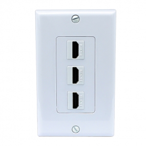 3 Port HDMI 2.0 Keystone Wall Plate (White)