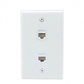 Ethernet Network Cat5e Wall Plate - Dual (2 Port) RJ45 Connector Socket Wiring Plug Jack Decorative