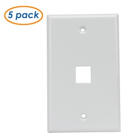 (5 Pack) Wall Plate with 1-Port Keystone Jack in White