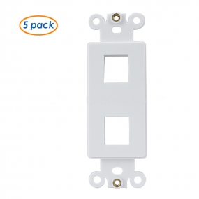 (5 Pack)  QuickPort Decora Wall Plate Insert for 2-Port Keystone Jack - White
