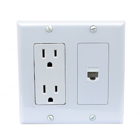 New portable installation 15 Amp electrical outlets and 1 Port Cat5e Ethernet Wall Plate