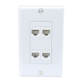 Brand new combination 4 Port Cat5e Female-Female Wall Plate White