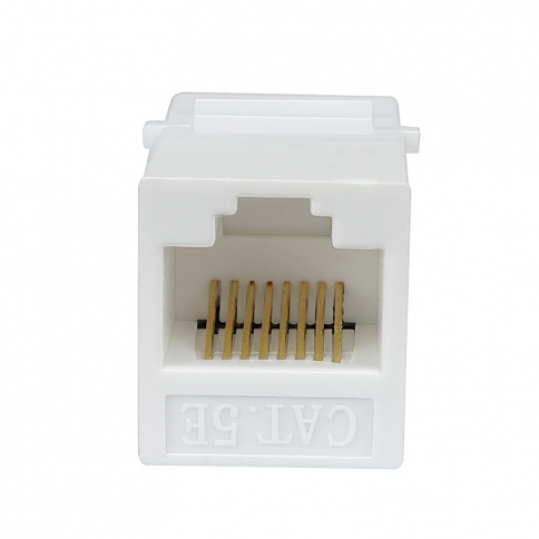 Cat5E RJ45 Double Female Keystone Jack Inline Coupler - White