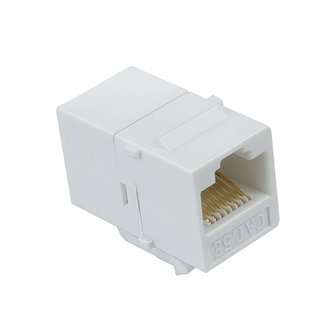 Cat5E RJ45 Double Female Keystone Jack Inline Coupler - White