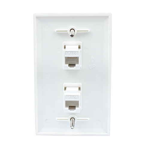 Ethernet Network Cat5e Wall Plate - Dual (2 Port) RJ45 Connector Socket Wiring Plug Jack Decorative