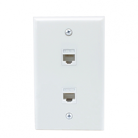 Ethernet Network Cat5e Wall Plate - Dual (2 Port) RJ45 Connector Socket