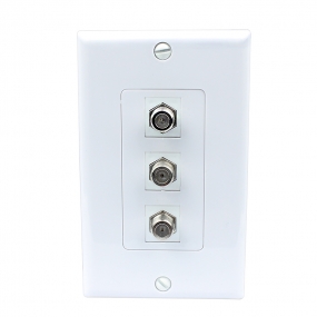 New easy Removable installation 3 Port Coax Cable TV F Type Wall Plate