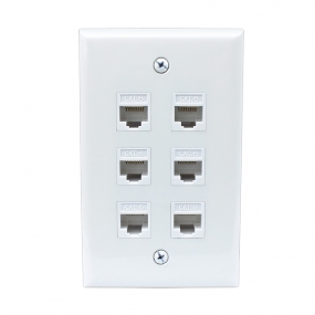 portable installation 6 Port Cat6 Female-Female Wall Plate White