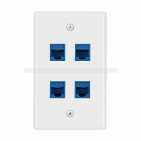 New 4 Port Cat6 Female-Female Wall Plate blue