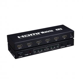 4x2 HDMI 4K Matrix With IR Remote Control 3.5mm Stereo For Headphones and SPDIF Audio Out Output