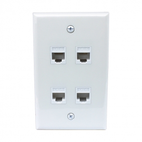 New 4 Port Cat6 Female-Female Wall Plate White