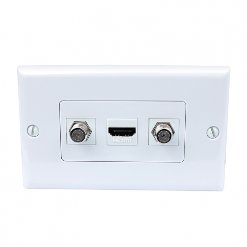 New portable installation 1 Port HDMI 2 Port Coax Cable TV F Type Wall Plate Decora