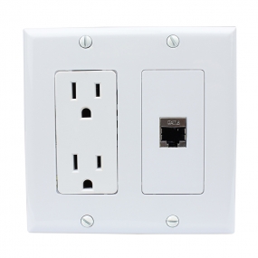 New portable installation 15 Amp electrical outlets and 1 Port Shielded Cat6 Ethernet Wall Plate