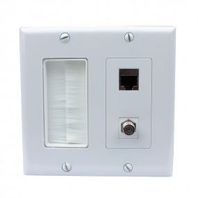 Convenient panel 1 Gang Brush 1port Coax 1 port Shielded Cat6 decorative outlet covers