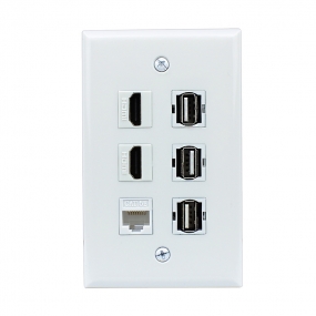 New easy installation 2 HDMI 1 Cat5e Ethernet White and 3 USB A-A Wall Plate