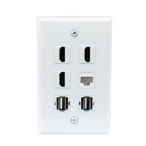 Multifunction 3 Port HDMI and 1 Port CAT5e and 2 port USB wall outlet