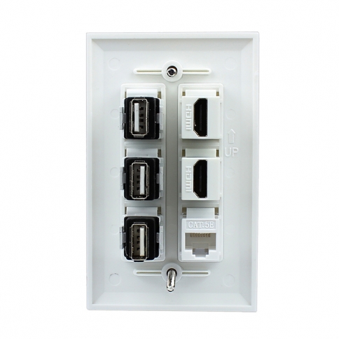 New easy installation 2 HDMI 1 Cat5e Ethernet White and 3 USB A-A Wall Plate