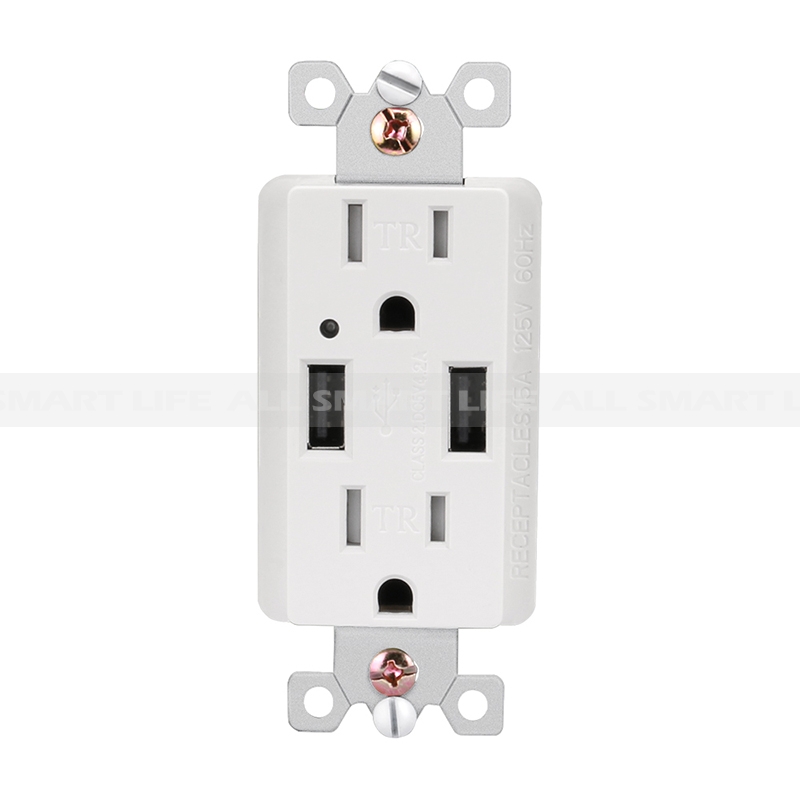 C2G Dual USB Charger with Single 15A Duplex Outlet and Decorator Wall Plate Light Almond 12832 Cables To Go 