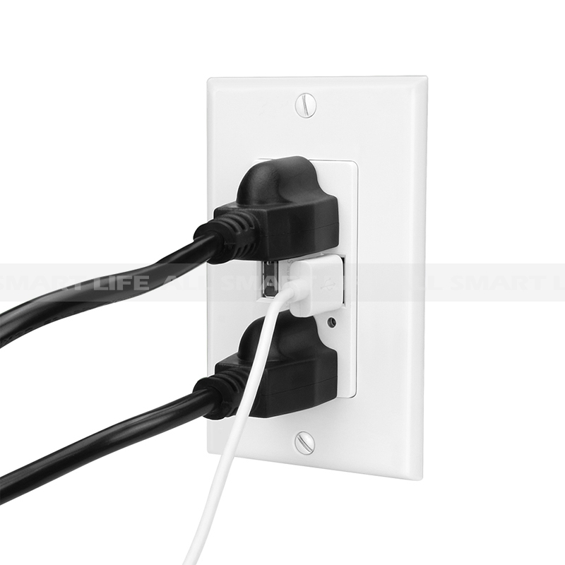 C2G Radiant Dual USB Charger with Dual 15A Duplex Outlet and Decorator Wall Plate Light Almond 12826 Cables To Go
