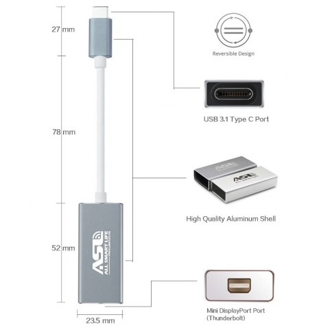 vask Resonate lidelse USB 3.1 Type C to Mini DisplayPort Adapte