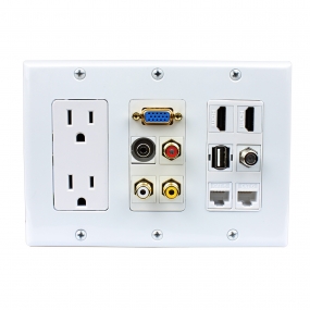 Multipurpose design 2x Power Outlet 2x HDMI 1x USB 3x RCA 2x Cat6 1x 3.5MM 1xVGA 1xF type Wall Plate