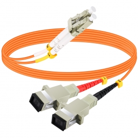 Fiber Optic Adapter Cable, LC to SC Multimode OM1 62.5/125 Duplex, Hybrid Connector Coupler Converter Dongle, Male to Female Mutual On-line Transfer Adapter - 3FT