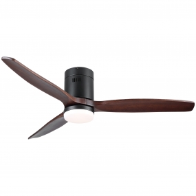 52 In.Intergrated LED Low Profile Ceiling Fan Lighting with Brown Solid Wood Blade