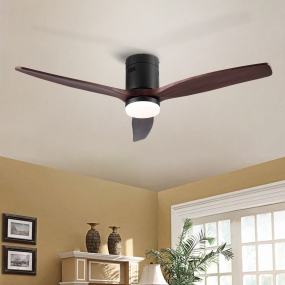 YUHAO 52 inch Brown Ceiling Fans with Lights Non Dimmable,3 Blades Modern Ceiling Fans with Lights Remote Control 6th Gear Wind Speed For Indoor